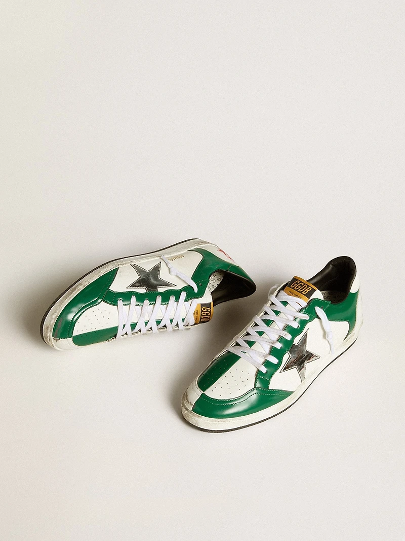 Men's Ball star LAB green and white leather with silver