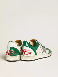 Men's Ball star LAB green and white leather with silver