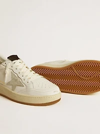 Ball star with ice-gray suede and glossy black leather heel tab
