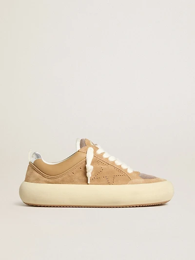 Men's Space-Star Cube tobacco suede with perforated star