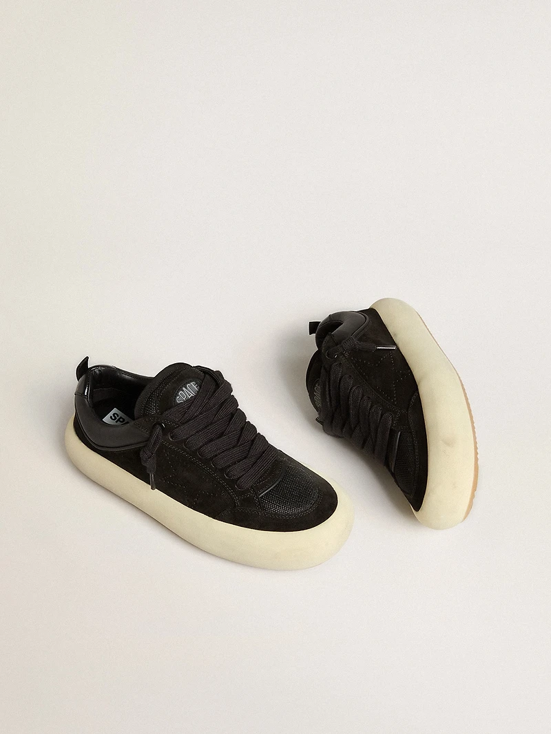 Men's Space-Star Cube black suede with perforated star