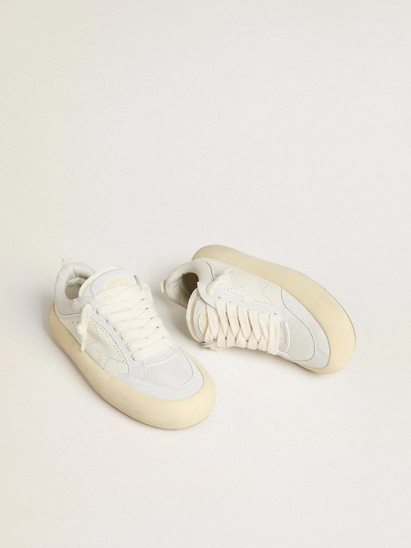 Men's Space-Star Cube white leather with perforated star