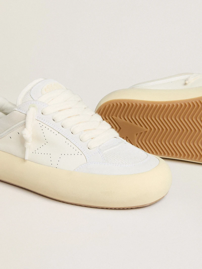 Men's Space-Star Cube white leather with perforated star