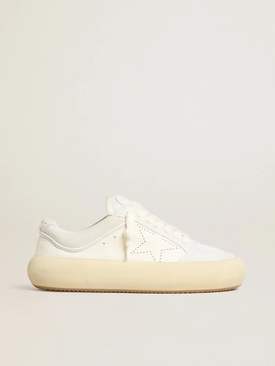 Men's Space-Star Cube white leather with perforated star