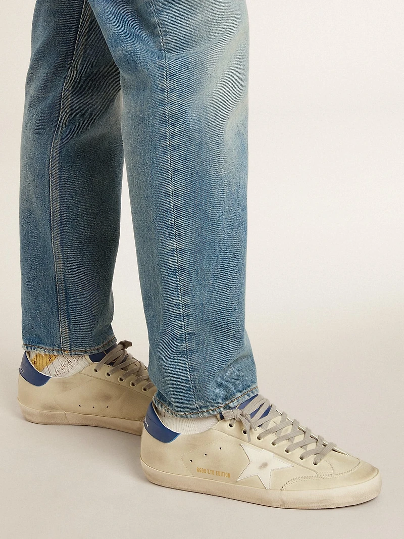 Men's Super-Star LTD nubuck with white leather star and blue heel tab