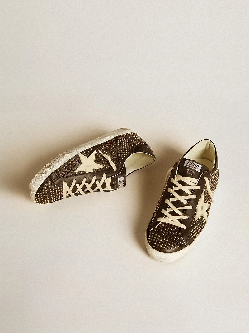 Men’s Super-Star studded black nappa with white leather star