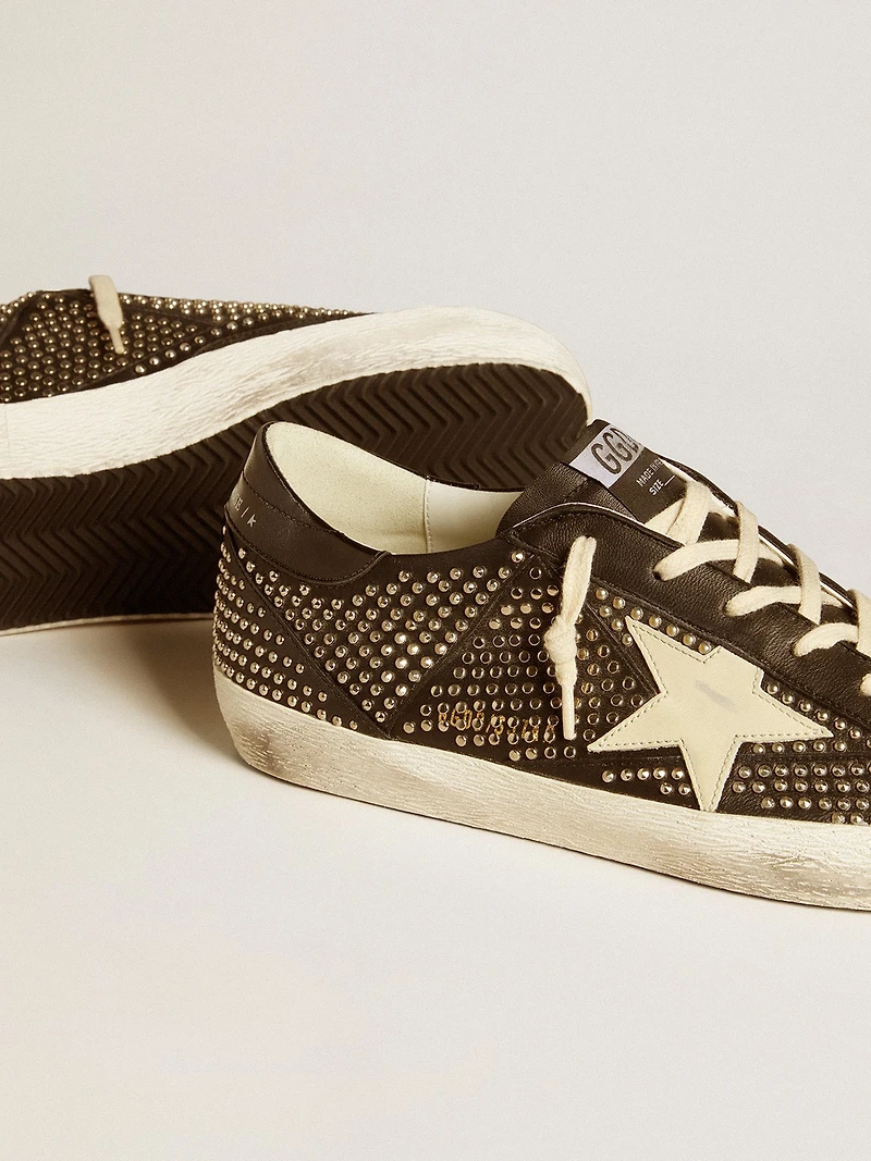 Men’s Super-Star studded black nappa with white leather star