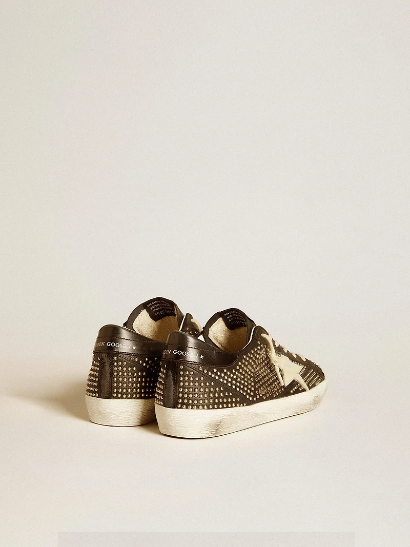 Men’s Super-Star studded black nappa with white leather star