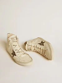 Francy Penstar nappa with black suede star and cotton heel tab