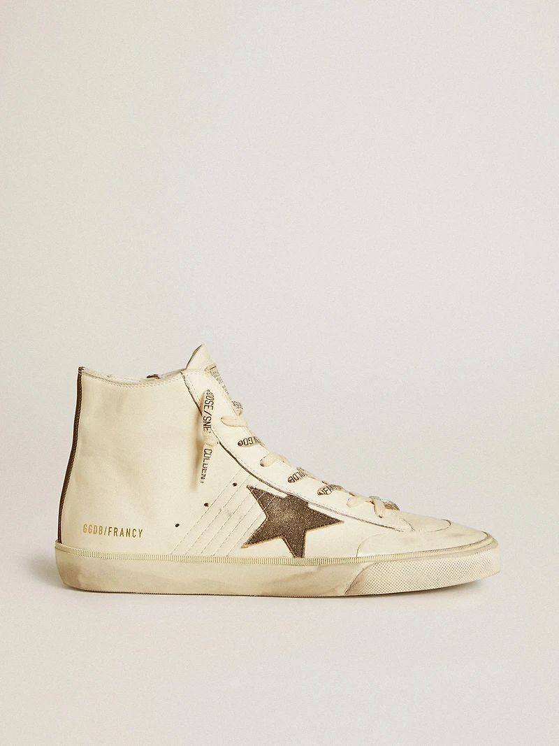 Francy Penstar nappa with black suede star and cotton heel tab