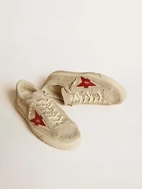Men's Super-Star LTD gray suede with red leather star