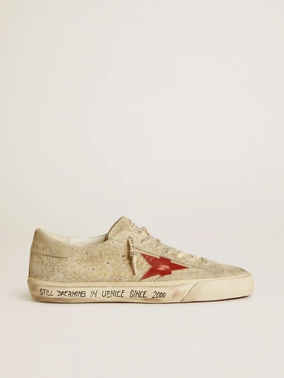 Men's Super-Star LTD gray suede with red leather star