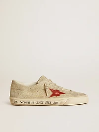 Men's Super-Star LTD gray suede with red leather star