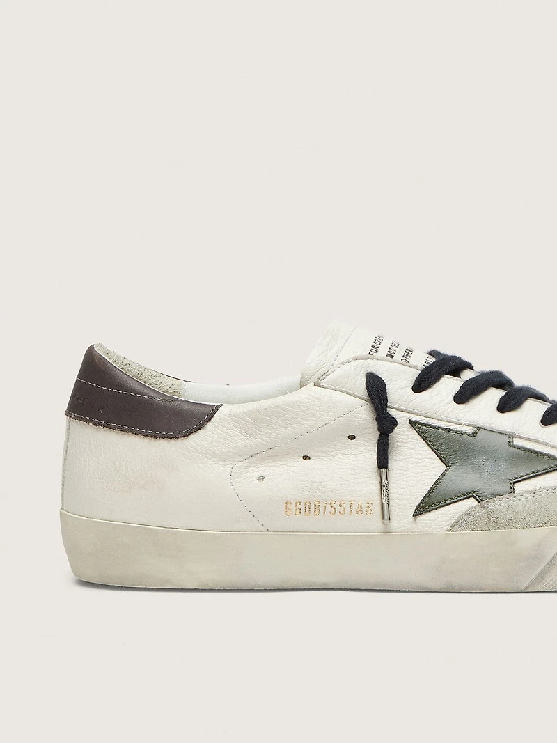 Men's Super-Star in nappa with green leather star and gray leather heel tab