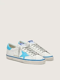 Men's Super-Star LTD white leather with light blue star and heel tab