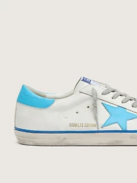Men's Super-Star LTD white leather with light blue star and heel tab