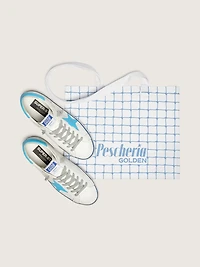 Men's Super-Star LTD white leather with light blue star and heel tab