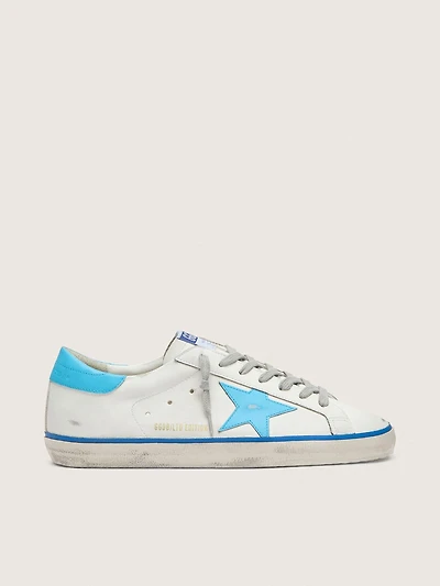 Men's Super-Star LTD white leather with light blue star and heel tab