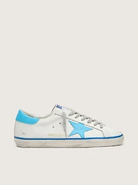 Men's Super-Star LTD white leather with light blue star and heel tab