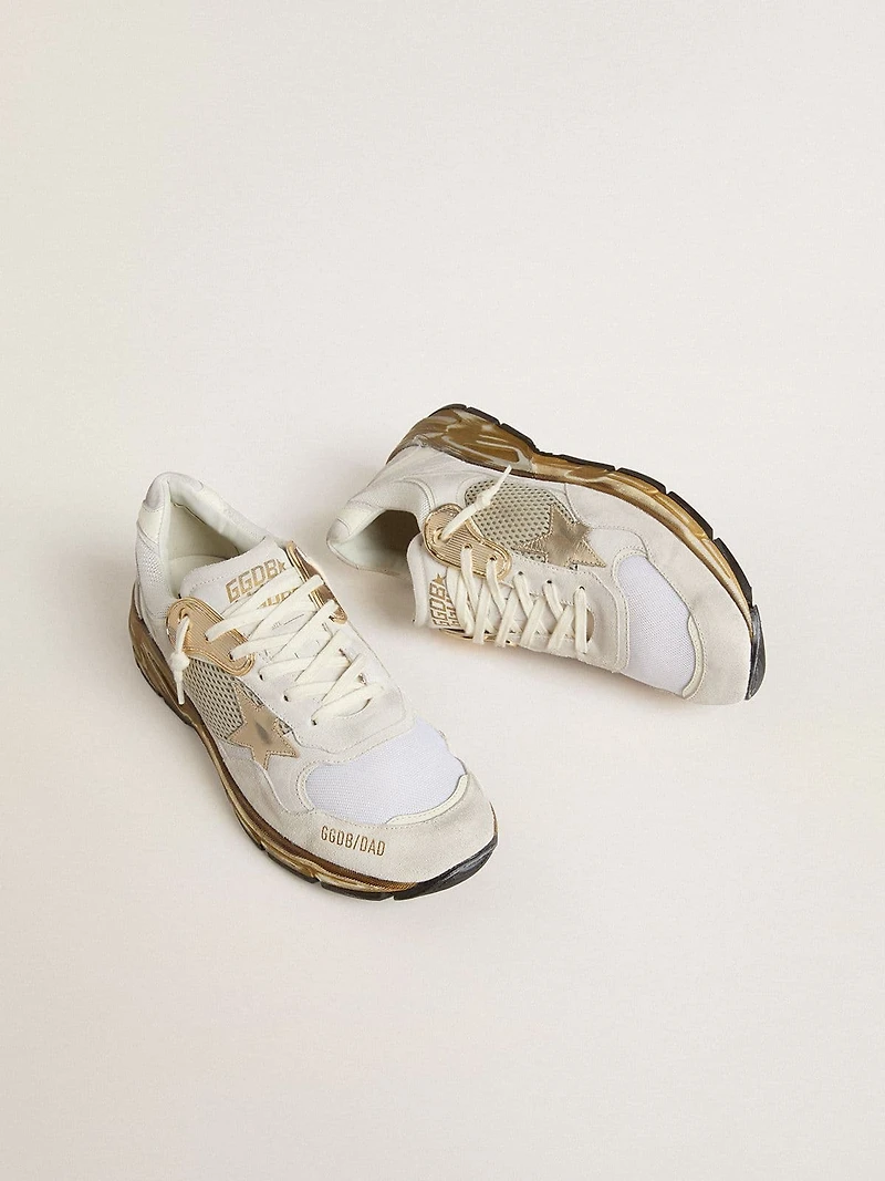 Men's Dad-Star mesh and white suede with gold foiled leather star