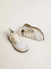 Men's Dad-Star mesh and white suede with gold foiled leather star
