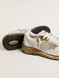 Men's Dad-Star mesh and white suede with gold foiled leather star