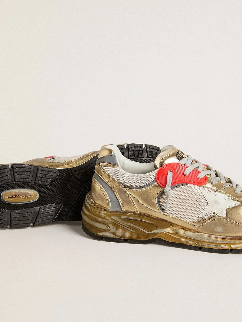 Men's Dad-Star mesh and gold foiled leather with white star
