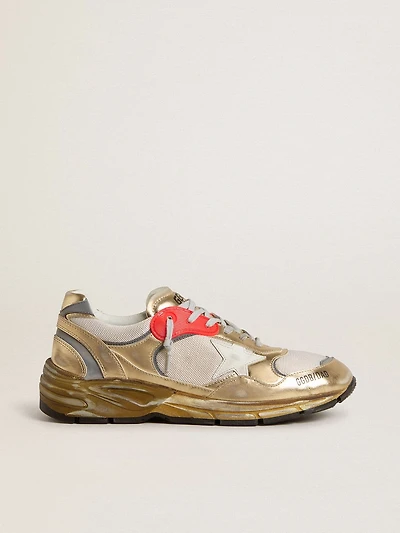 Men's Dad-Star mesh and gold foiled leather with white star