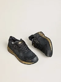 Men's Dad-Star black naplak and crackle leather with star heel tab