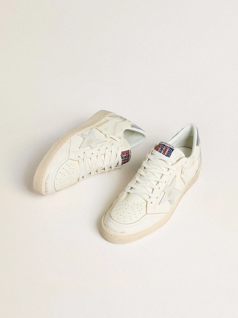 Ball Star LTD in cream with white suede star and metallic silver leather heel tab