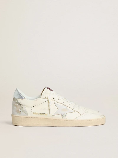 Ball Star LTD in cream with white suede star and metallic silver leather heel tab