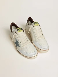 Men's Ball star white leather with light blue suede and brown nubuck heel tab