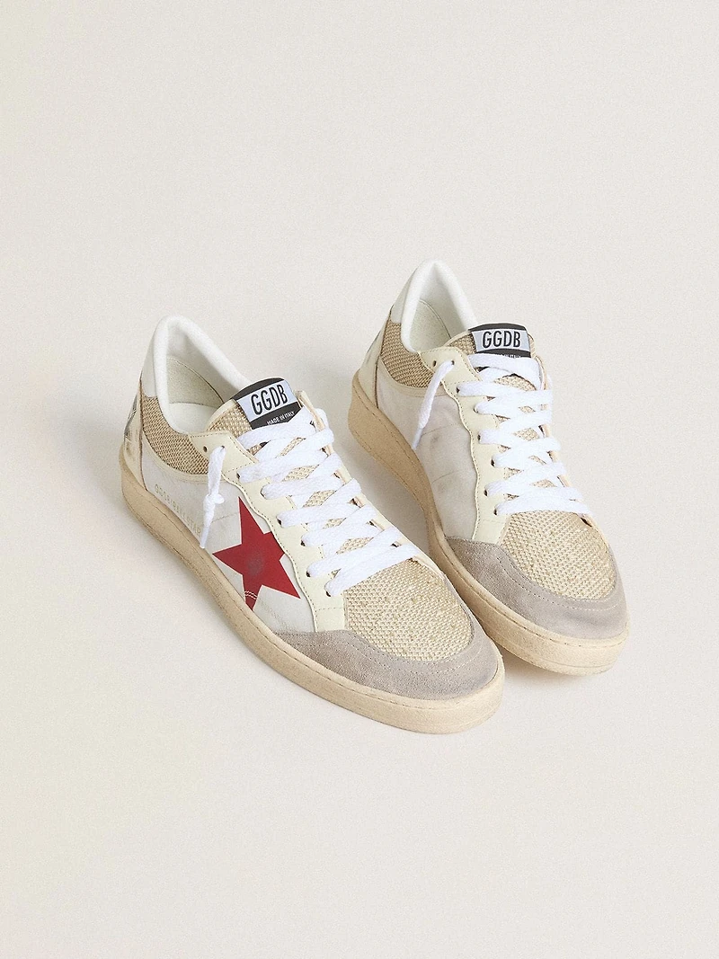 Ball star nylon and white mesh with red leather heel tab