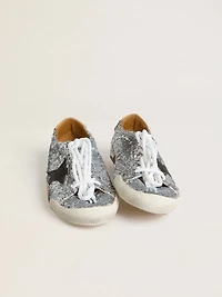 Men's True-Star silver sequins with black star and leather heel tab