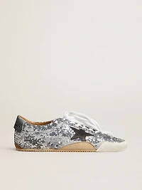 Men's True-Star silver sequins with black star and leather heel tab