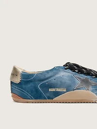 Men's True-Star teal suede with black star and cream heel tab