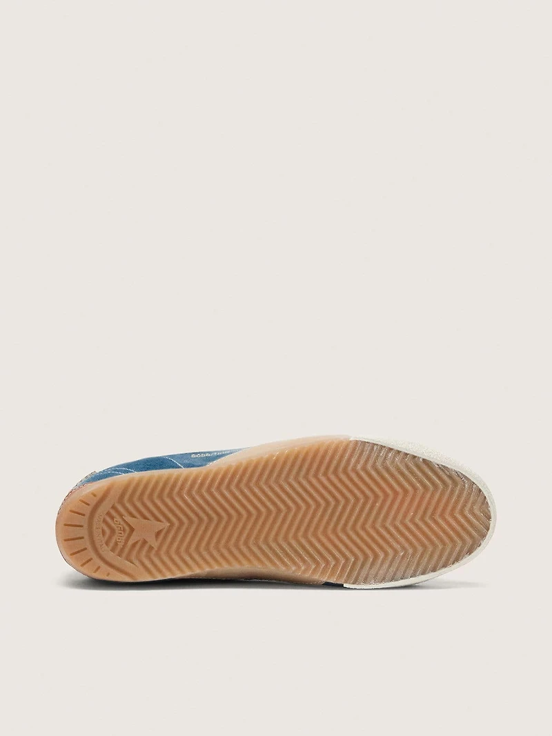 Men's True-Star teal suede with black star and cream heel tab