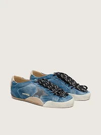 Men's True-Star teal suede with black star and cream heel tab