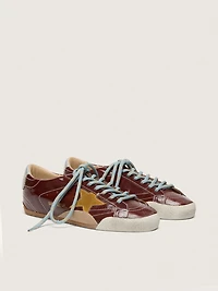 Men's True-Star burgundy naplak with suede star and silver nappa heel tab