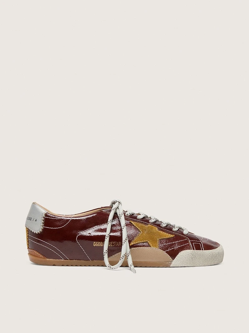 Men's True-Star burgundy naplak with suede star and silver nappa heel tab