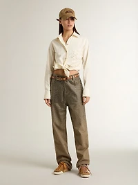 Men's True-Star tobacco-colored suede with white star and platinum heel tab