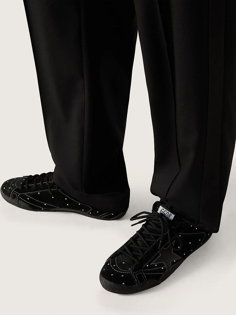 Men's True-Star black suede with Swarovski crystals and leather star