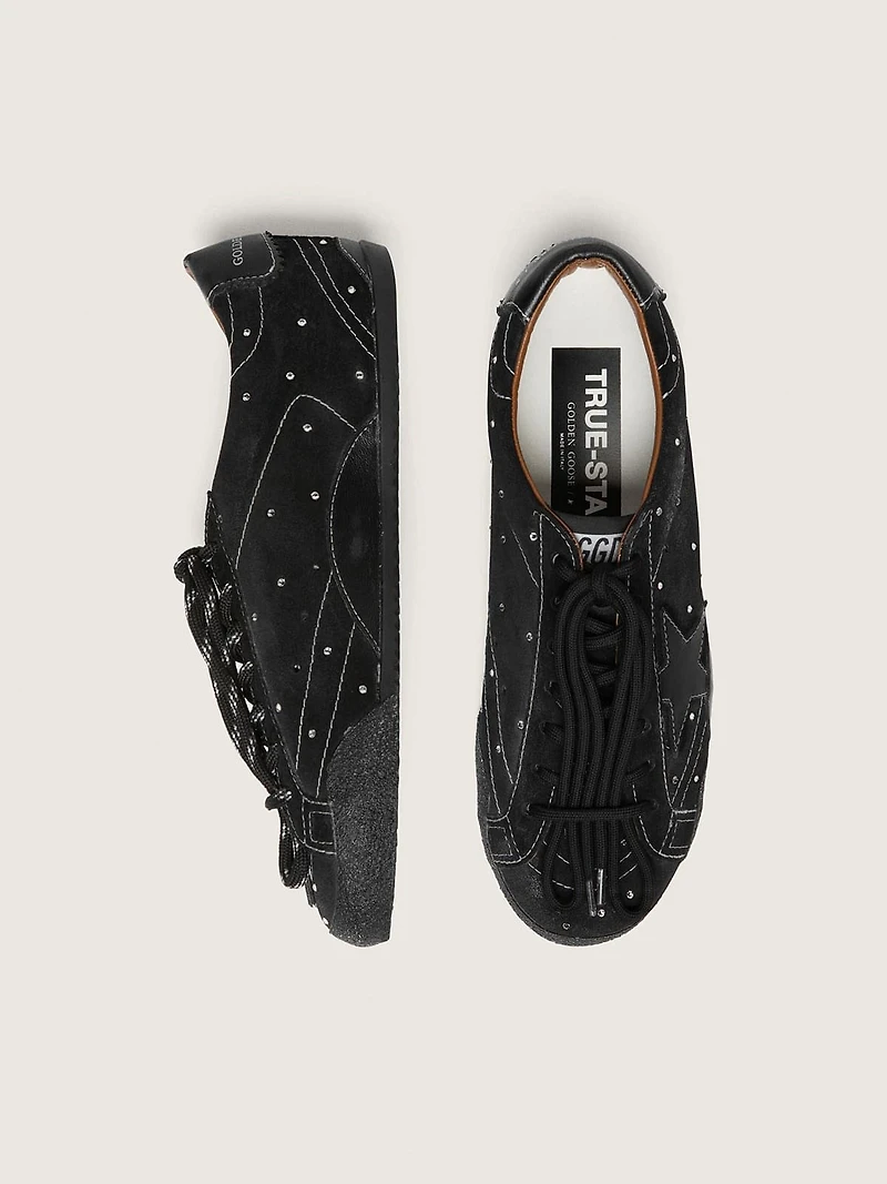 Men's True-Star black suede with Swarovski crystals and leather star