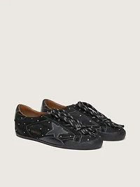 Men's True-Star black suede with Swarovski crystals and leather star