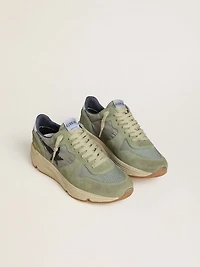 Men's Running Sole sage-green nylon and suede with printed black star
