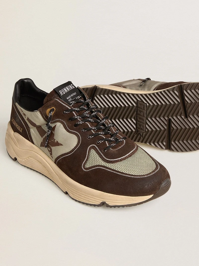 Men's Running Sole nylon and suede with printed star leather heel tab