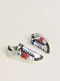 Men’s Stardan laminated silver nylon with burgundy suede star