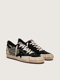 Men's Ball star LAB black suede with studs and glossy leather