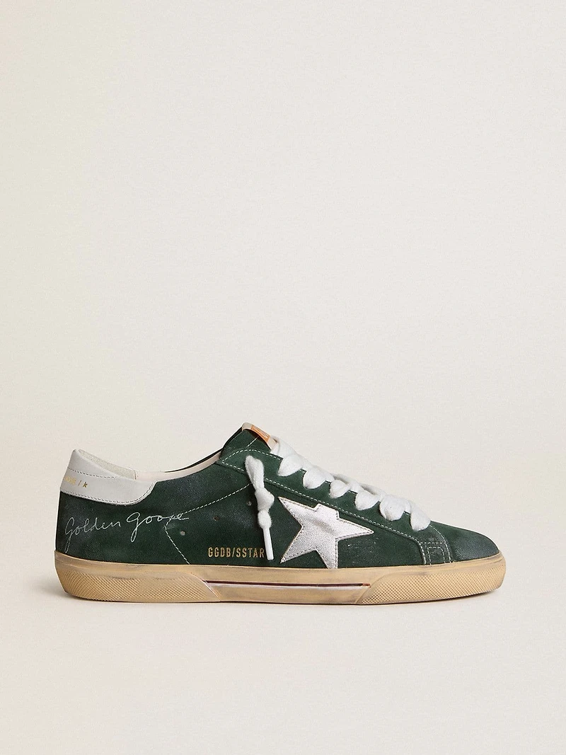Men's Super-Star green suede with silver metallic leather star and heel tab