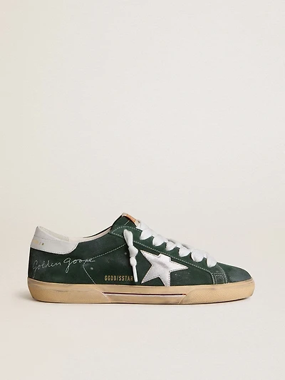Men's Super-Star green suede with silver metallic leather star and heel tab